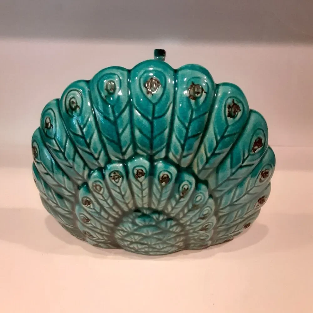 Vintage Italian Majolica Peacock Stunning Unique 11
